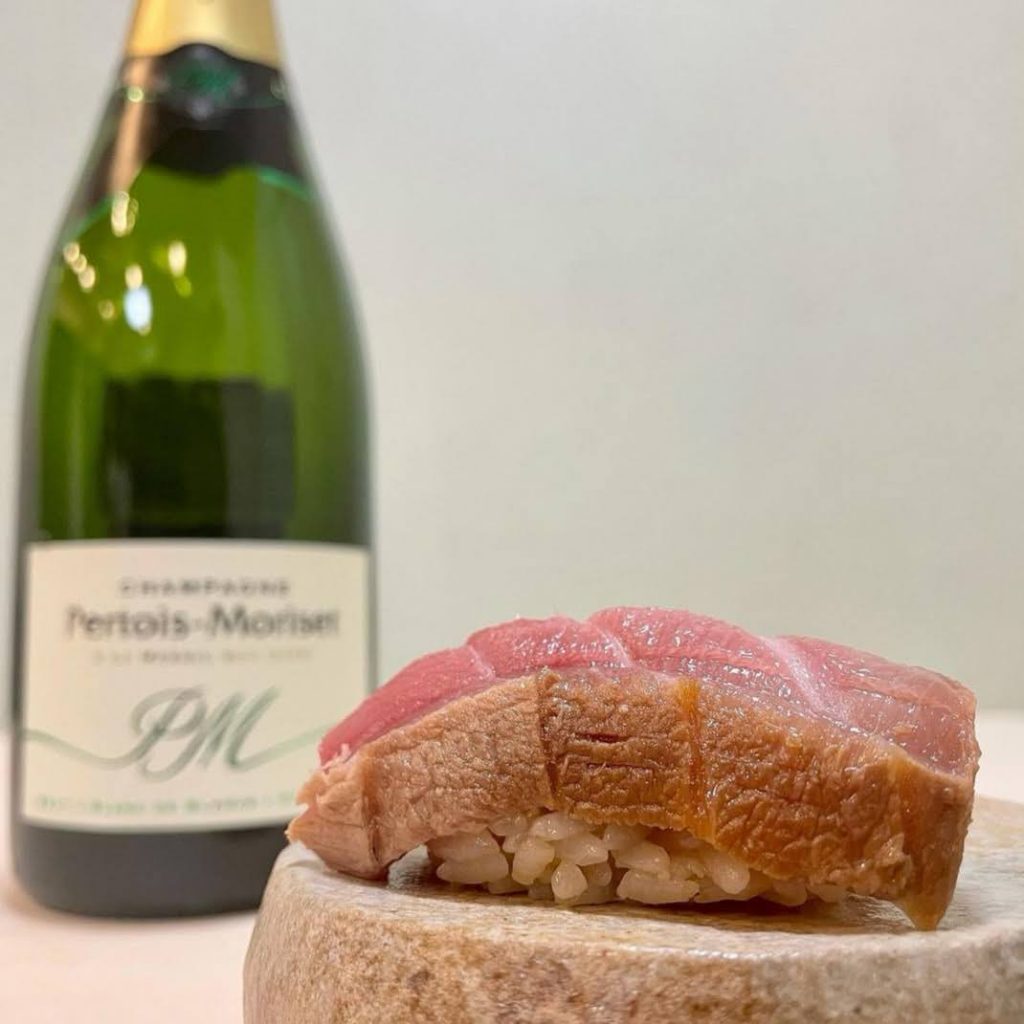 中トロの漬け×ペルトワ・モリゼ ブリュット ブラン・ド・ブラン グラン・クリュ（Pertois Moriset Brut Blanc de Blancs Grand Cru）